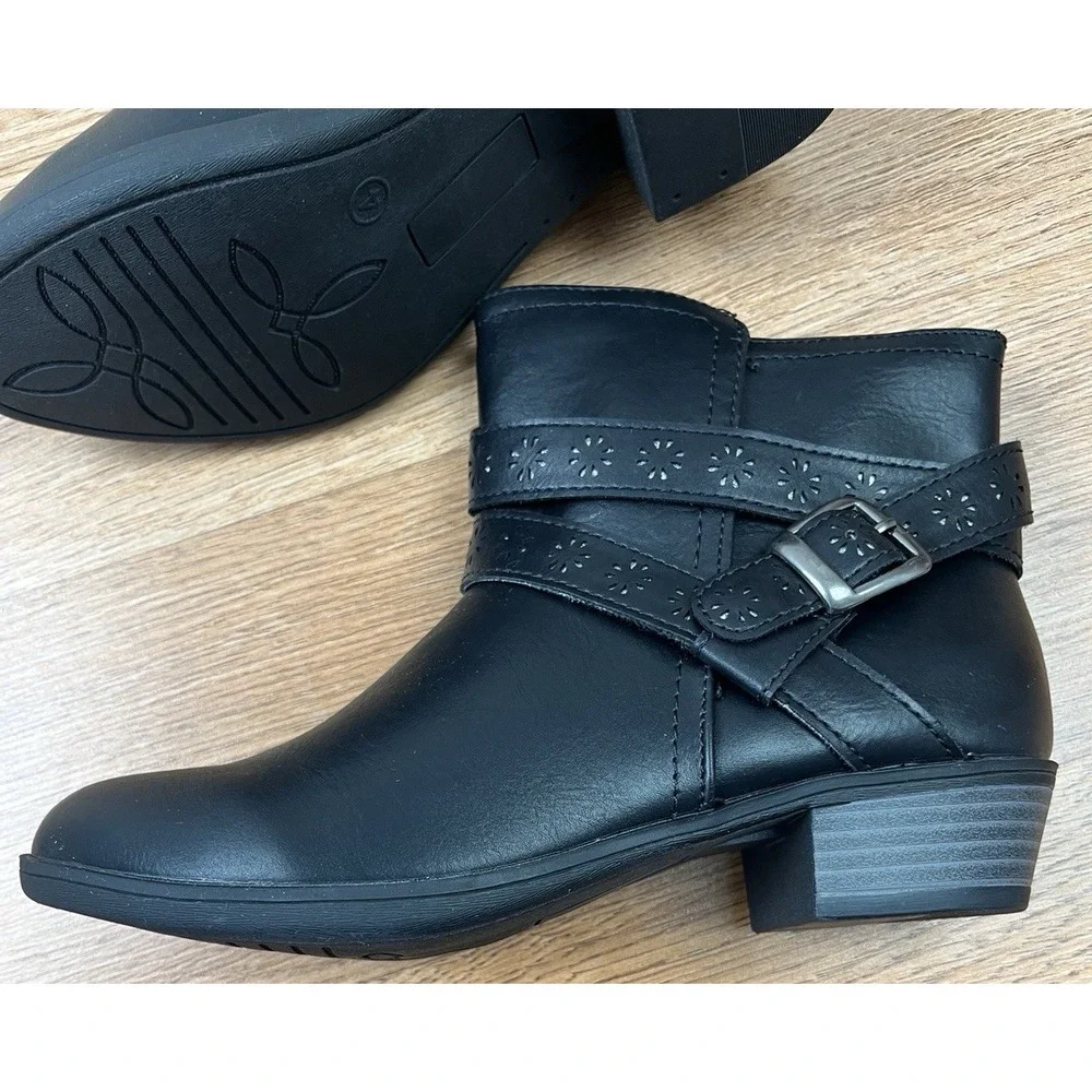SO Samantha Youth Girls Ankle Boots Booties Strappy Western Black Size 4 NEW